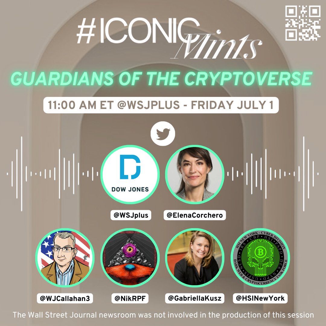 WSJPlus's tweet photo. ⏰ Set your reminder for the next Web3 #TwitterSpaces panel, GUARDIANS OF THE CRYPTOVERSE.

Who to trust, when and where – hear it from public &amp; private experts @gabriellakusz @WJCallahan3 @NikRPF @HSINewYork #IconicMints #cybersecurity #cryptosafety https://t.co/i3VlIjwuyp https://t.co/8mumhzpLcT