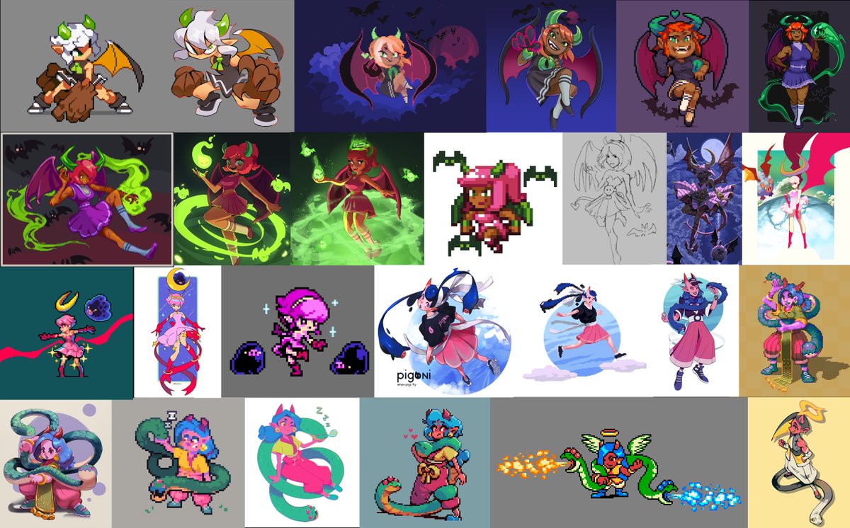 snakepixel's tweet image. I never made this one public. Part of a game of art-telephone last year. I was feeling like making a vast landscape and it just so happens my interpretation of the material lent itself nicely to it.