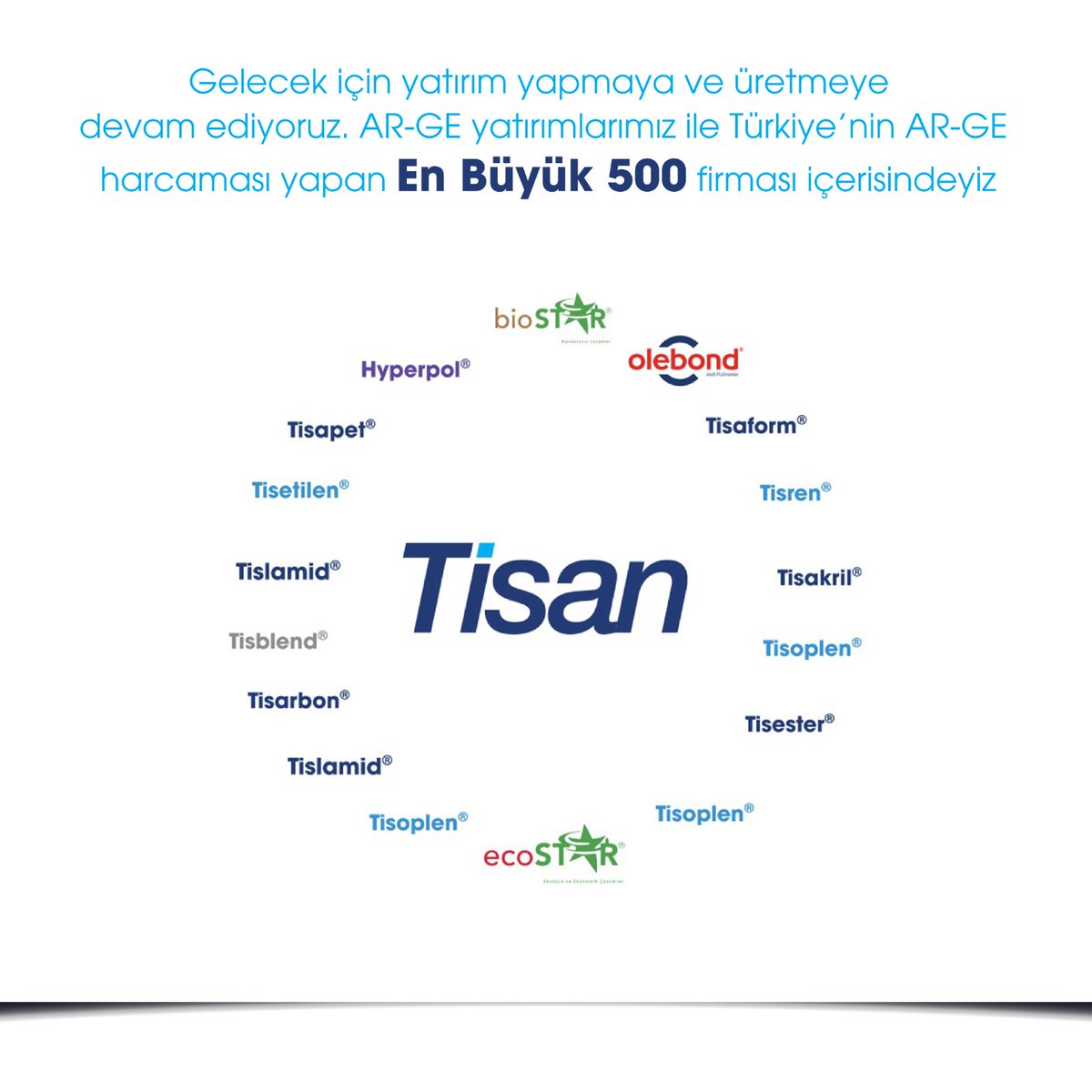 Gelecek için yatırım yapmaya ve üretmeye devam ediyoruz. AR-GE yatırımlarımız ile Türkiye'nin AR-GE harcaması yapan en büyük 500 firması içindeyiz. #tisan #tisanmühendislikplastikleri #tisanengineeringplastics #product #plastic #arge #türkiye #ilk500 #yatırım