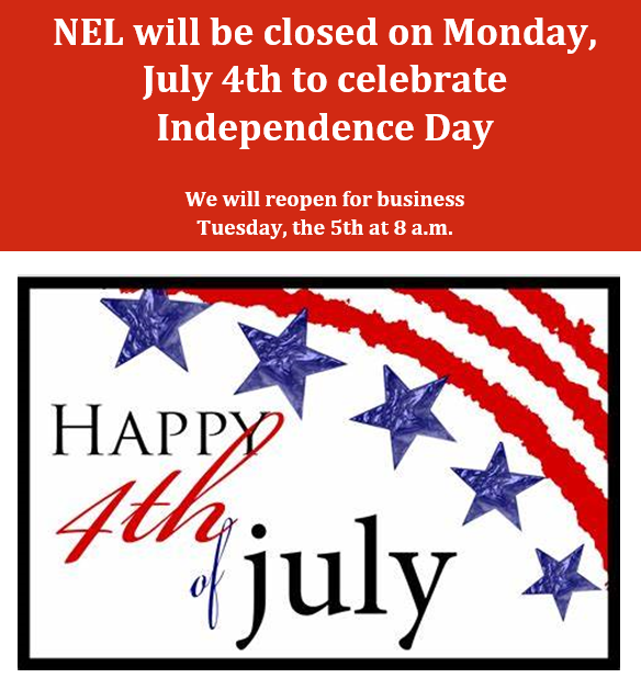 nelabservices's tweet photo. https://t.co/UT4V9YCk1A
NEL will be closed on Monday, July 4th to celebrate Independence Day. We wish all of our customers, family, and friends a very safe and happy holiday!
https://t.co/6XddvDptfQ https://t.co/skPsdpyyVA