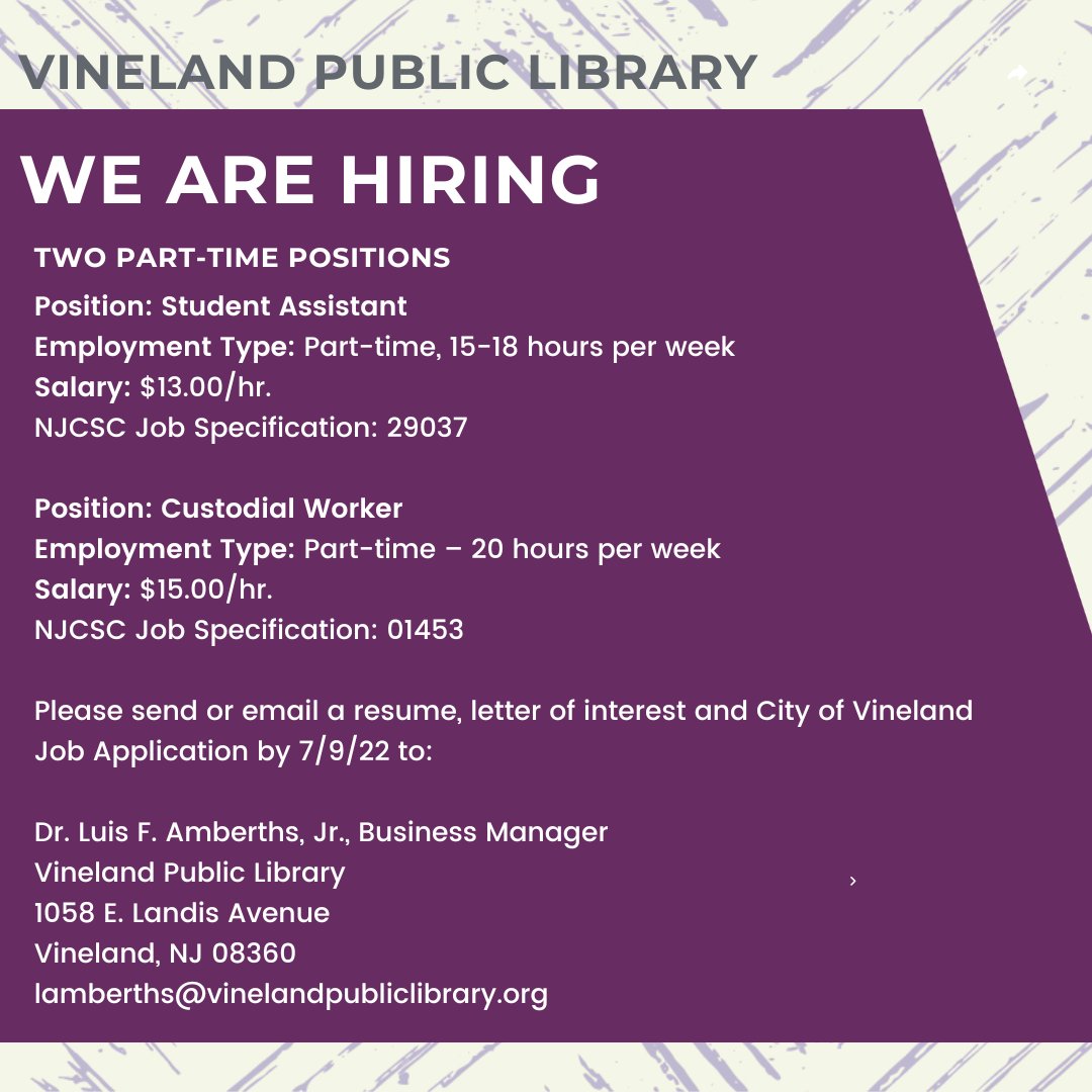 Vineland Library tweet media