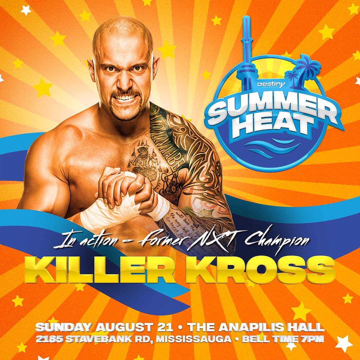 Killer Kross is a former WWE superstar and a two-time NXT World Champion. He is coming back to Destiny Wrestling for Summer Heat on August 21st☀️🌴#Destiny #DestinyWrestling #SummerHeat
