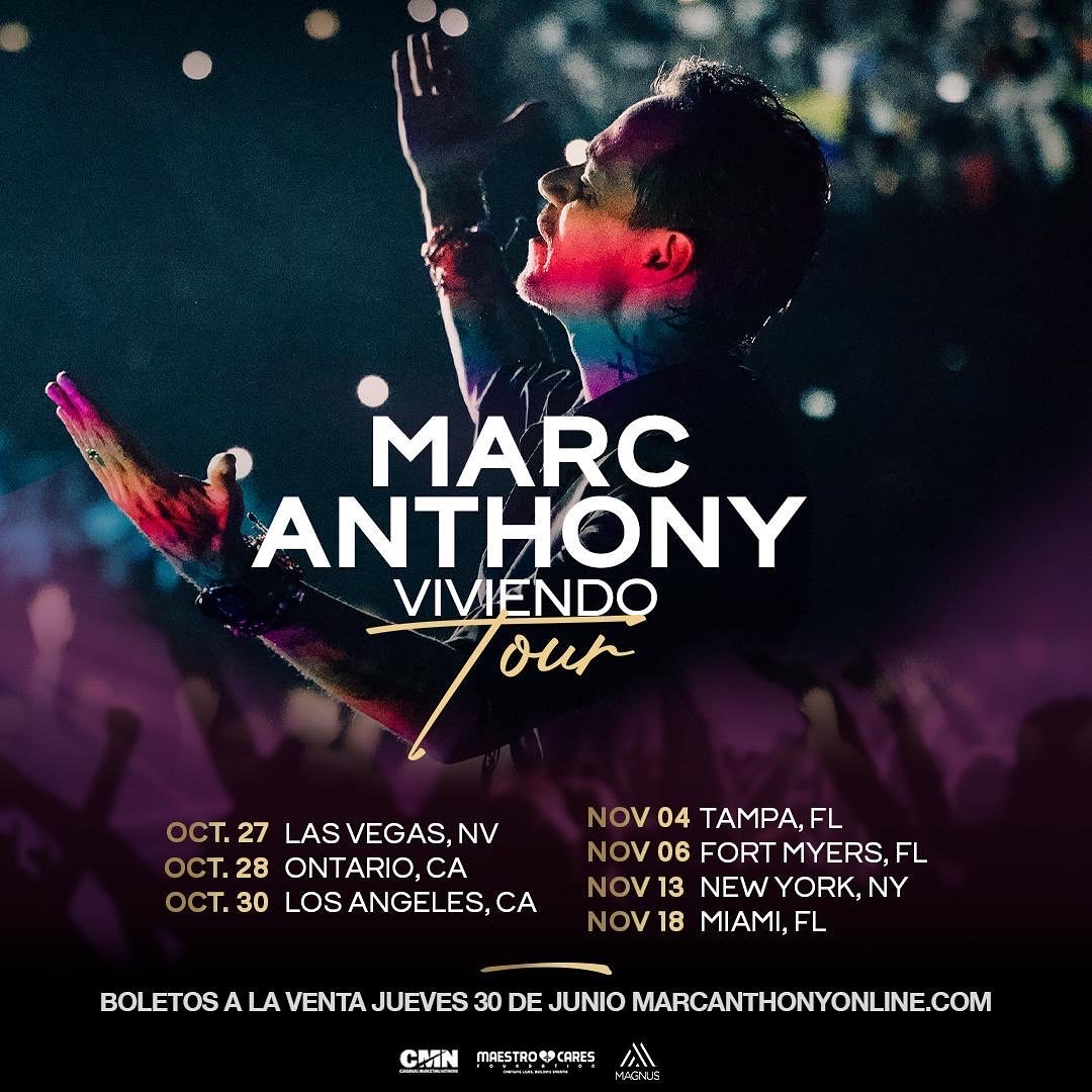 CMNEvents's tweet photo. RECIÉN ANUNCIADO 📣📣 @MarcAnthony regresa a #EstadosUnidos con su nueva gira #ViviendoTour 2022 🙌 Boletos a la venta este Jueves a las 10am tiempo local ✨

🎯 #CMNEvents Líder en Entretenimiento Latino en Vivo https://t.co/gdpaCkmxRV