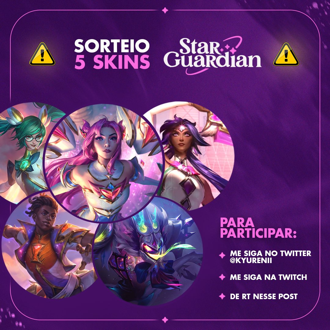 As SG tão vindo ai e eu vou presentear vocês com elas 💖

⭐️ Serão 5 ganhadores ⭐️

Para participar basta: 

⚪️ Me seguir aqui no Twitter

⚪️ Me seguir na Twitch (twitch.tv/kyure)

⚪️ Dar RT nesse post

Resultado sai dia 13/07 

Boa sorte 🍀
