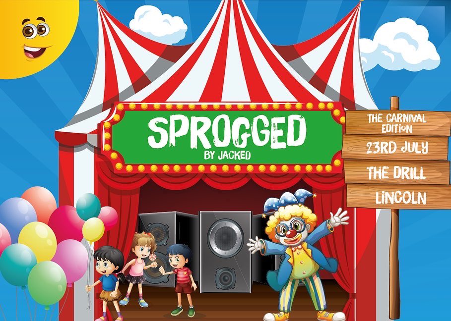 jackedevent's tweet photo. Roll up, Roll up, there's a new party in town from the creators of JACKED for all the family to enjoy!

Sprogged by JACKED
The Carnival Edition
3.00pm-5.00pm
Saturday 23rd July 2022
@ The Drill Hall

Parents &amp; Children up to 13 years of age.

Tix: https://t.co/eHhXMzzB5x https://t.co/0rINTZq7Q8