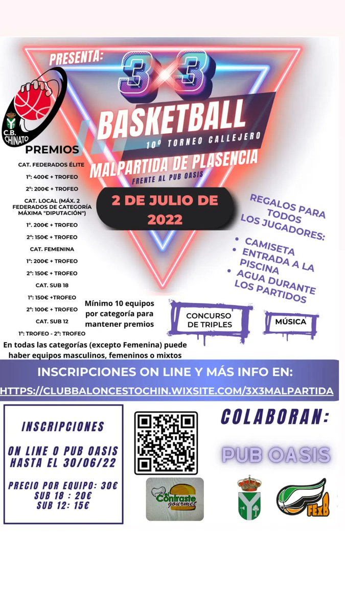 Vamos, vamos, más de 25 equipos ya apuntados!. Solo tenéis hasta el jueves para apuntaros, no lo demores! Lo pasaremos en grande!! #3x3 #malpartidadeplasencia #Extremadura #baloncesto #basketball #Cáceres