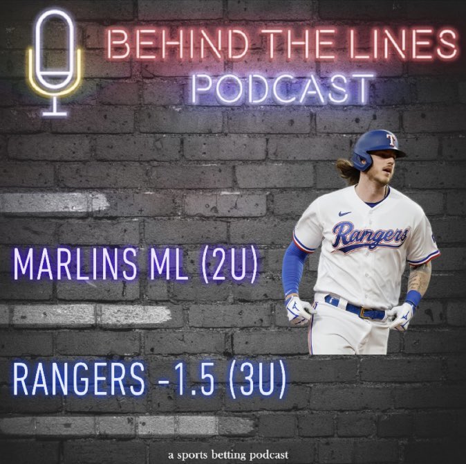 _BehindThePod's tweet photo. We’re keeping it light tonight due to some heavy MLB lines. Let’s bounce back and make some money this week! 💰 
#BTLbets #gamblingtwitter #MLB 

Marlins +112
@ 6:45 CST

Rangers +115
@ 7:10 CST https://t.co/gEAapFOpV0
