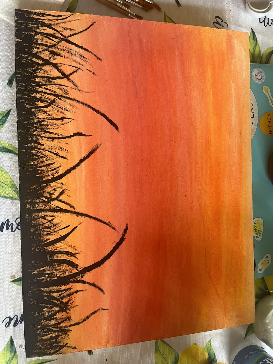 MsECoote's tweet photo. Sunset paintings to end off an incredible year. I’m really going to miss these amazing, talented students. @VLES_cdsbeo @JefinnerL @English_Cath #IBelongHere #TogetherVirtually #Grade8 https://t.co/JMMTF7GJi0
