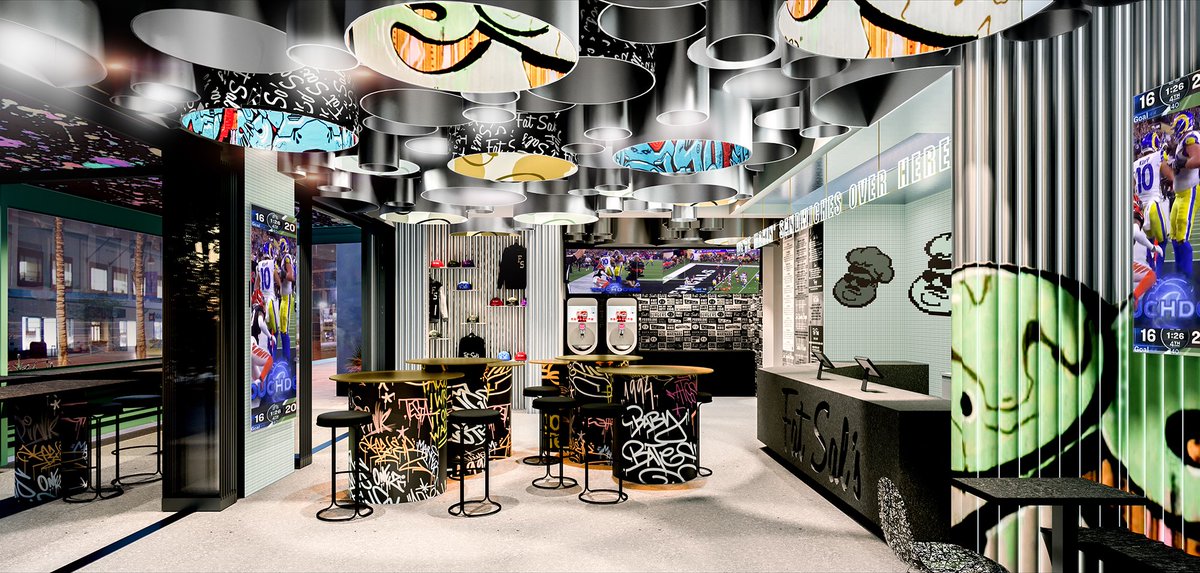 MAQErendering's tweet photo. They´re makin´ sandwiches over there! 🔥🥪🍔🤤

Take a look at this amazing and colorful spot designed for @fatsalsdeli's new location in Culver City! A brilliant work by NONI Design House. It was really fun for us to have participated on this project 😍

#nonidesign #fatsals https://t.co/X50qn0qEdU