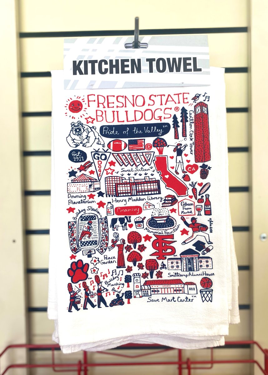 Perfect for your kitchen bulldogs!♥ 🐶
Fresno State Kitchen Towel $16.00

*Available In store &amp; online*