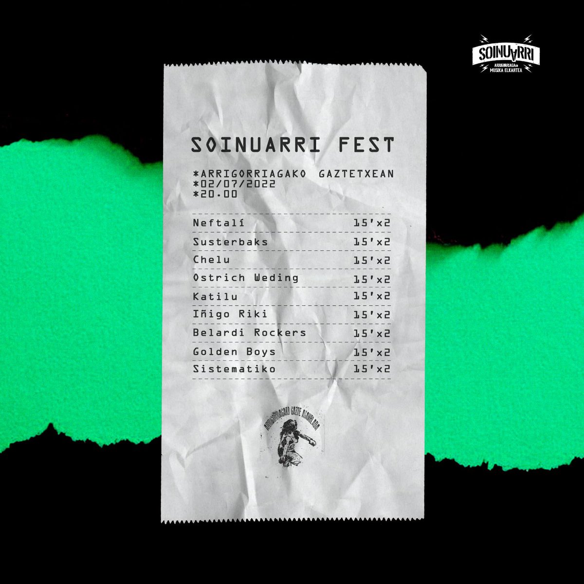 Hilabete luze eta lan gogorraren ostean Soinuarrik, Arrigorriagako Musikarien Elkarteak, bere aurkezpena egingo du zapatu honetan! Hau ospatzeko eta elkartearen helburua bermatzeko, herriko taldeen kontzertuak antolatu dituzte! Anima zaitezte eta gerturatu 20:00tatik aurrera! 🔥