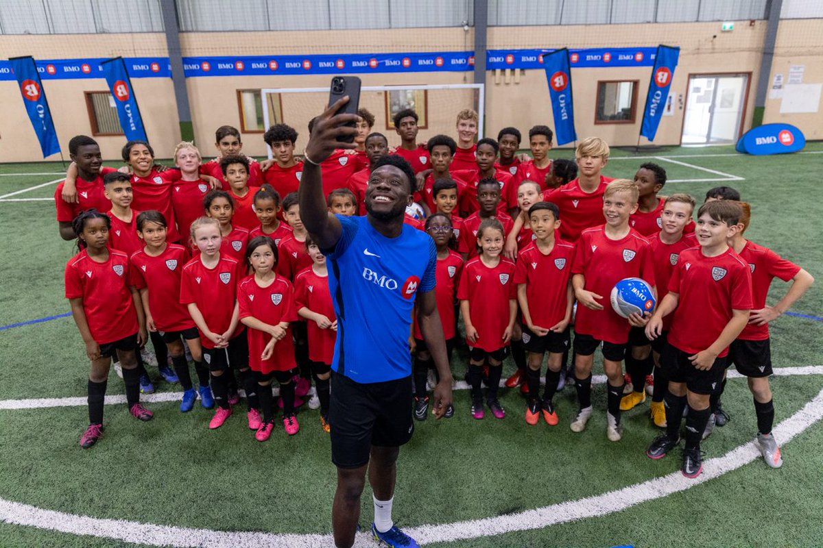 BMO's tweet photo. We're proud to announce our partnership with Soccer star, @AlphonsoDavies. Through our shared passion for breaking down barriers, this partnership will unite communities across Canada by creating professional soccer pathways for youth. Learn more: https://t.co/BXd7M08aIu https://t.co/rjutvEBTZk