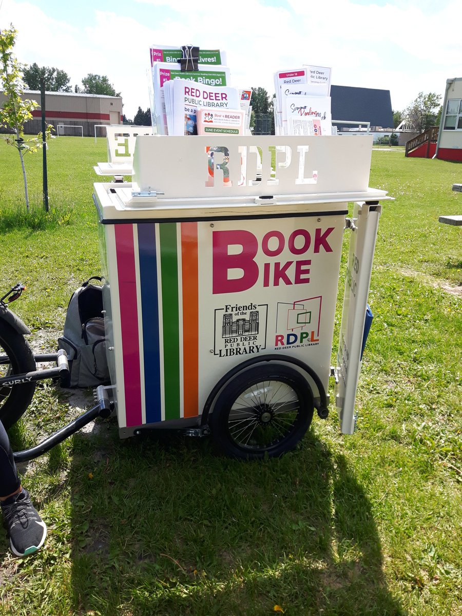 Today is your last chance to join our Book Bike for our June school tour! You can find us at Maryview School until 3:45pm! #RDPL #RDPLBookBike #RedDeer #yqf
