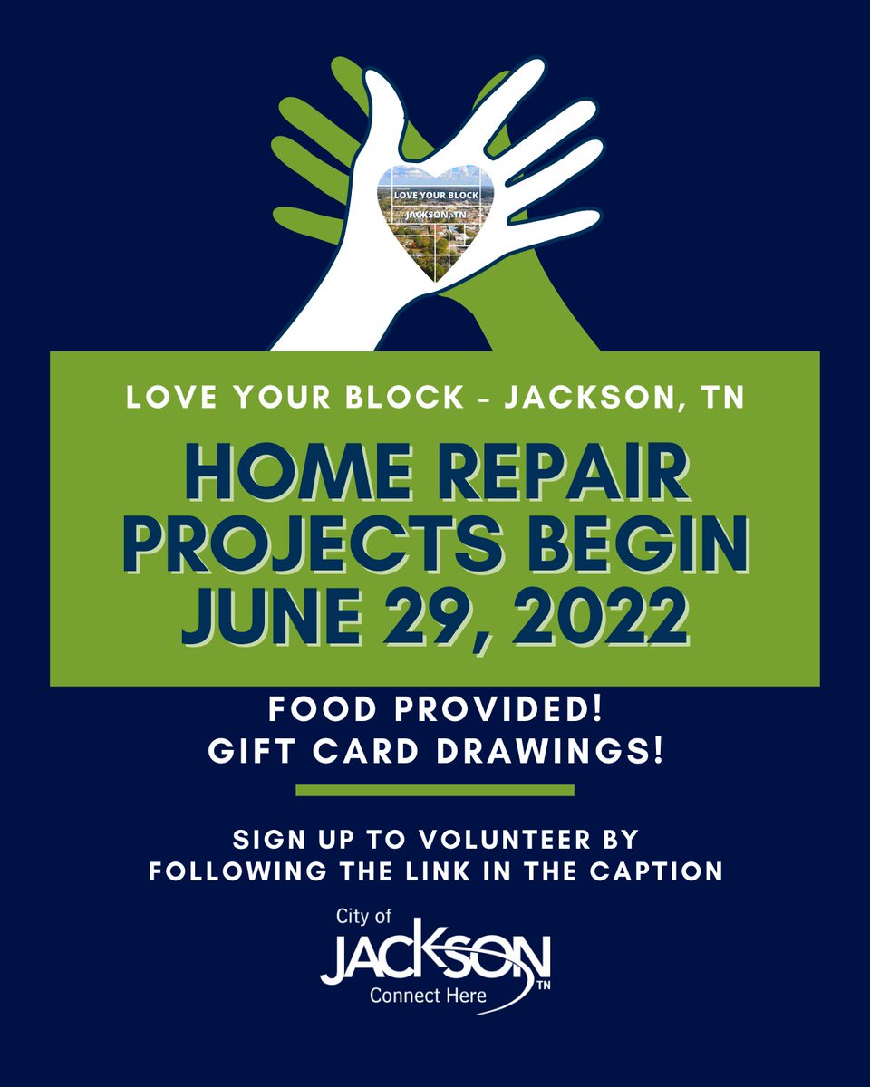 We're happy to announce that the projects for Gates St. will begin Wednesday, June 29, 2022. Snacks and food will be provided on project work days. We will also hold a gift card drawing each project day! Visit the Volunteer Information link to register: jacksontn.gov/residents/love…