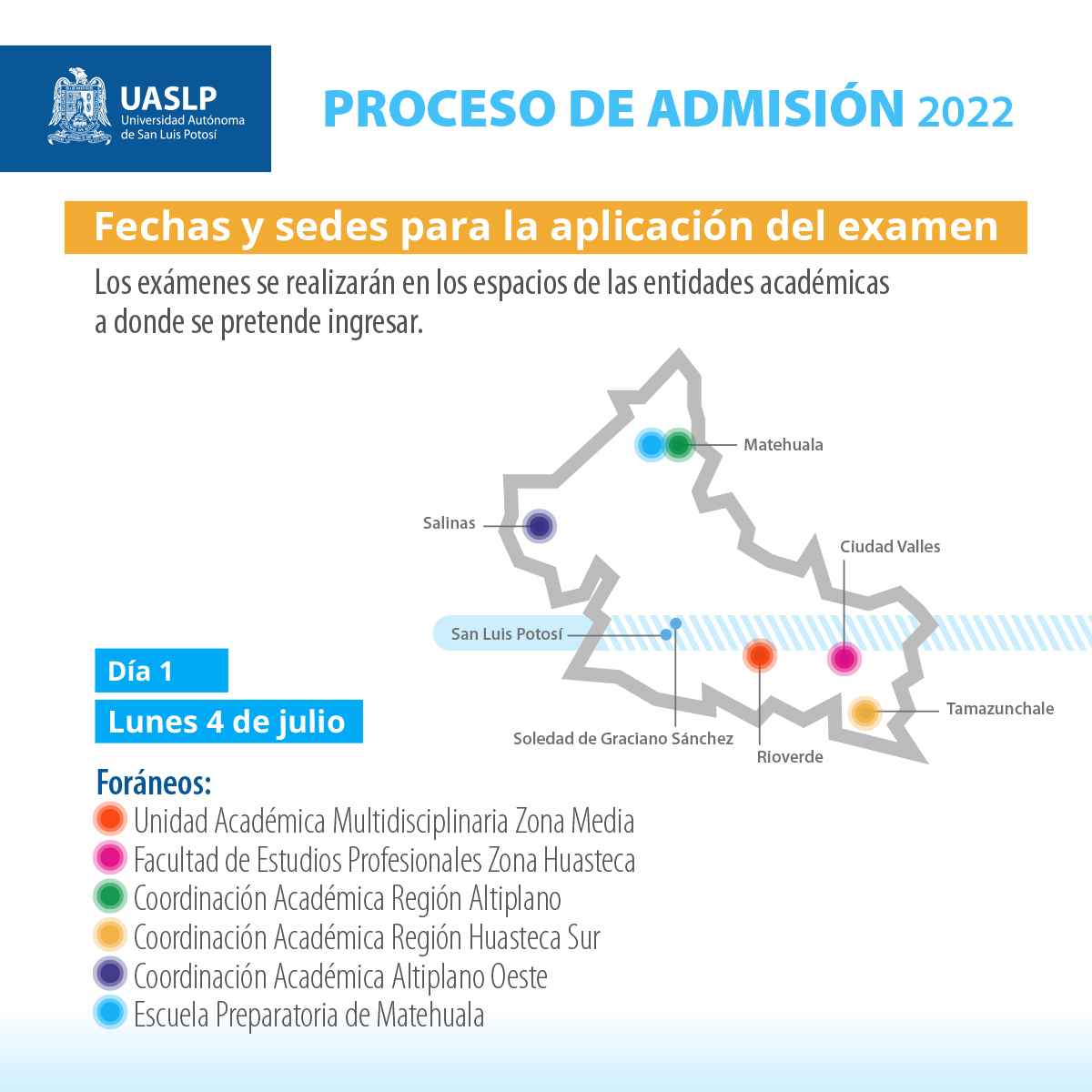 LaUASLP's tweet photo. Aspirante #UASLP:

🗓️ Conoce las fechas y sedes para la aplicación del examen de #AdmisiónUASLP https://t.co/3JB2Dm2WeA