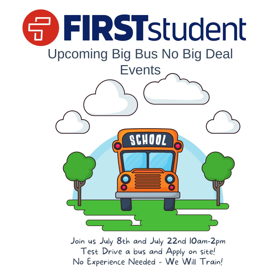 Our school bus partner, First Student, is hosting more hiring events! If you or someone you know is interested in bus driver positions, stop by on July 8 and 22 from 10 a.m. to 2 p.m. at 250 W. 63rd Street in Westmont. You can also learn more at workatfirst.com
#99learns