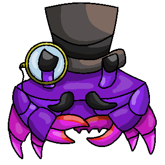 SaltyDuckStudio's tweet photo. The theme for #pixel_dailies is #crab!
What's better than crab in a top hat, monocle, and mustache? 
#indiegames #gamedev #indiegamedev #Indiedev #gameart https://t.co/5QeeZMagdg