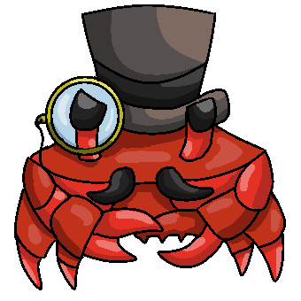 SaltyDuckStudio's tweet photo. The theme for #pixel_dailies is #crab!
What's better than crab in a top hat, monocle, and mustache? 
#indiegames #gamedev #indiegamedev #Indiedev #gameart https://t.co/5QeeZMagdg