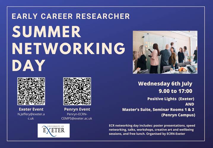 We are inviting you to a Summer Networking Day next Wednesday, July 6th!
Includes poster presentations, speed networking, talks, creative art and wellbeing sessions. 
A delicious free lunch will be provided! 
Please register here eventbrite.co.uk/e/early-career…
