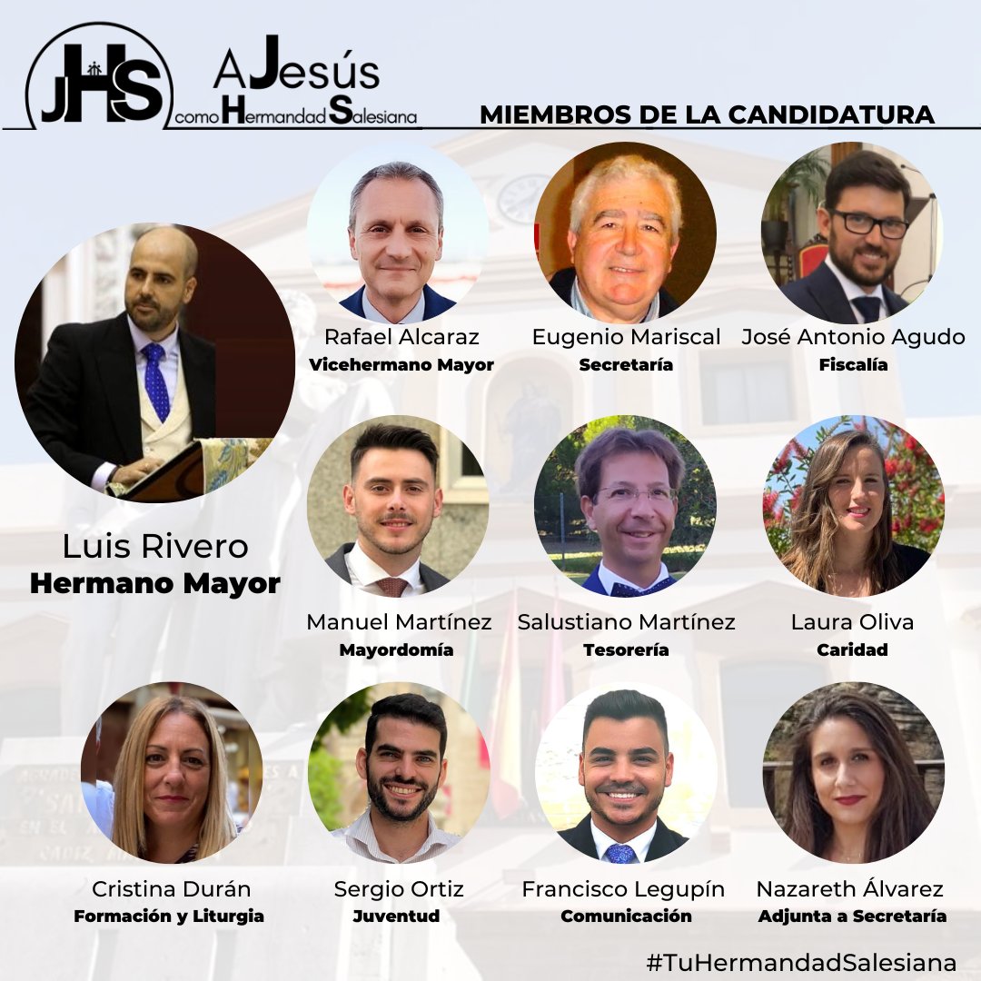 Miembros de la candidatura de Luis Rivero de cara al próximo cabildo de elecciones de la Hermandad del Despojado de Cádiz que se celebrará este viernes 1 de julio de 18:30h a 21:30h.
#TuHermandadSalesiana #DespojadoCadiz #ConcepcionCadiz