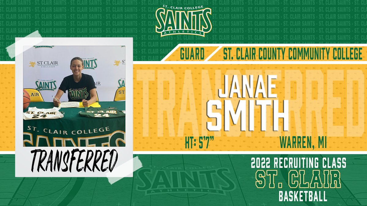 <a href="/stclairsaints1/">Saints Athletics</a> Women’s Basketball Land US Juco Transfer with the commitment of 5'7" G Janae Smith @nae_reborn from Warren, MI entering the 2022-23 season. saintsathletics.ca/general/2021-2…