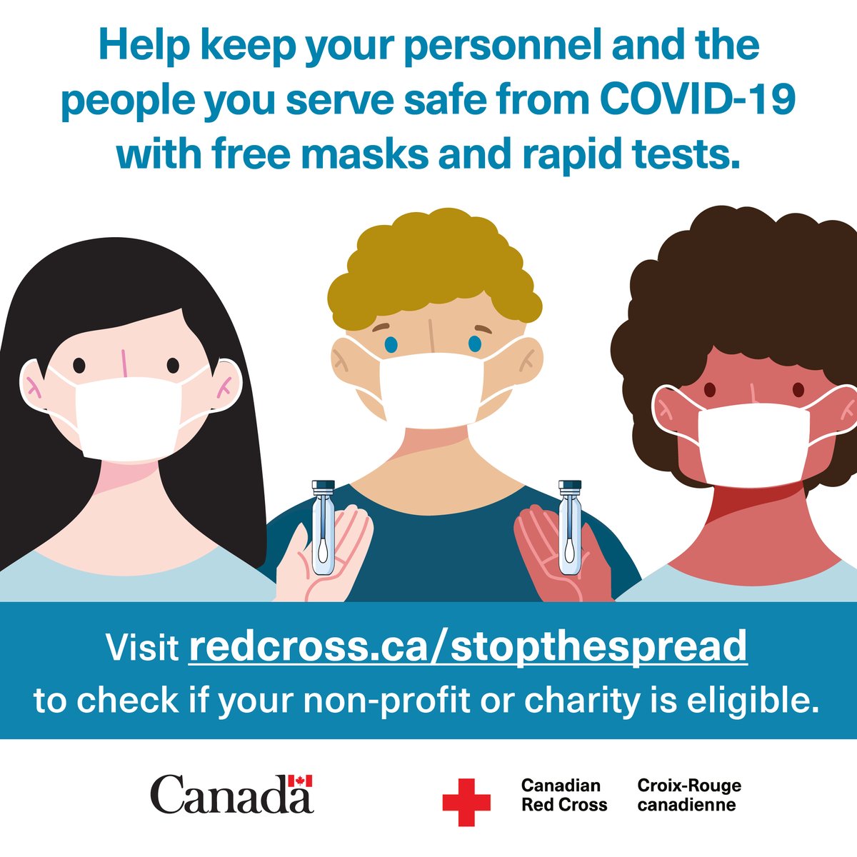 Canadian Red Cross (@redcrosscanada) on Twitter photo Working with <a href="/GovCanHealth/">Health Canada and PHAC</a>, we’re supporting eligible non-profits and charities in the fight against #COVID19 by providing free masks and rapid tests!
#StopTheSpread and visit redcross.ca/stopthespread for more information and to apply. Working with <a href="/GovCanHealth/">Health Canada and PHAC</a>, we’re supporting eligible non-profits and charities in the fight against #COVID19 by providing free masks and rapid tests!
#StopTheSpread and visit redcross.ca/stopthespread for more information and to apply.
