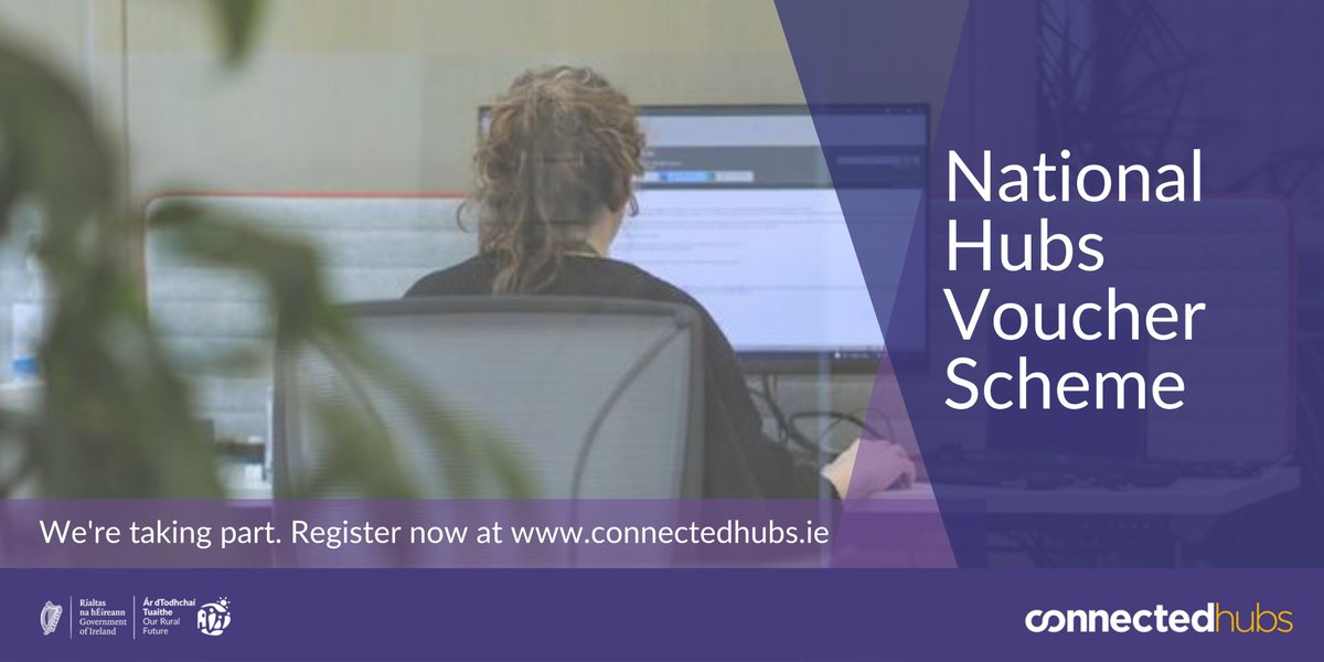 @connectedhubs National Hubs Voucher Scheme launches this week!
#remoteworkers can avail of a #free #hotdesk at their local Digital Hub! 
Visit bit.ly/CHVoucher for more information!
#connectedhubs  #findyourspace #Cavan @LEOcavan @cavancoco