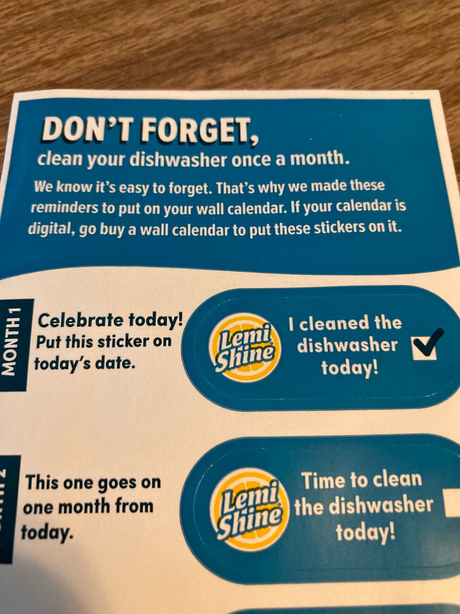 I'm sorry dishwasher cleaner, no one is buying a wall calendar just so they can remind themselves to use your product.