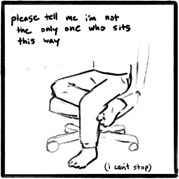 i tried to google this sitting position and couldn't find it, usually people keep their foot on top 