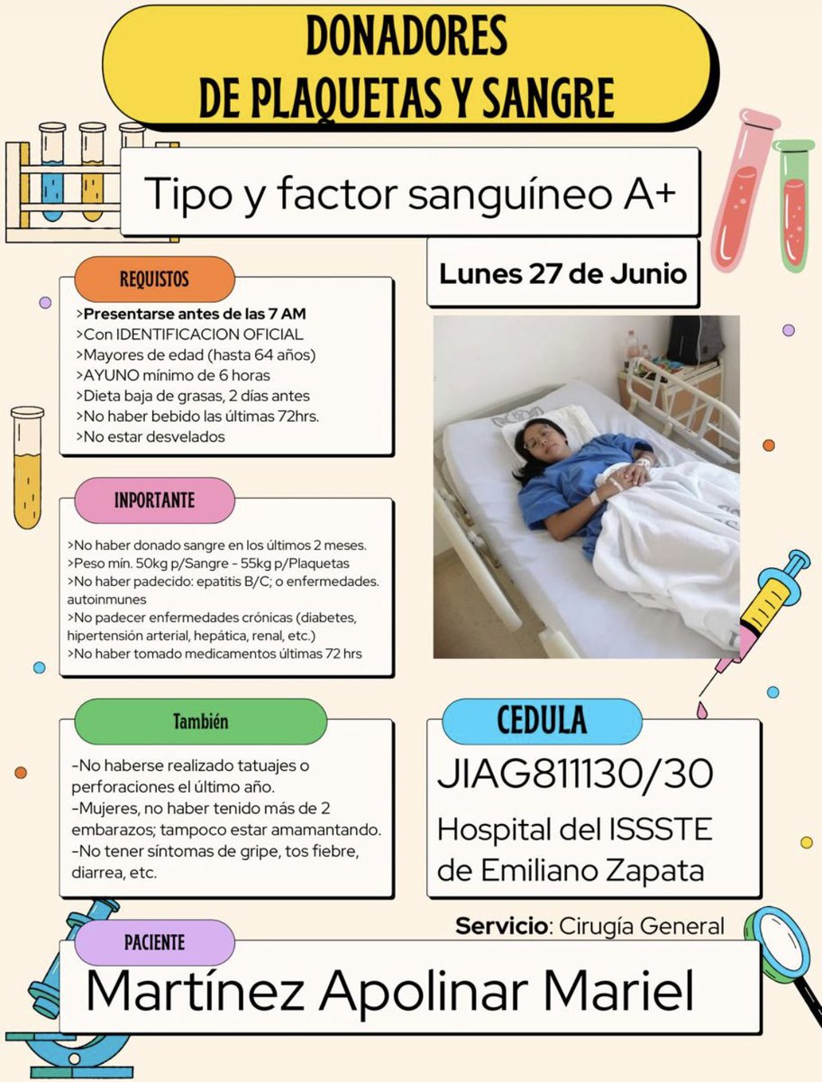sinapsis_cc's tweet photo. 📣 BUSCAMOS DONADOR🩸 

El día de hoy 8 personas entre familiares y amigos se presentaron a intentar donar sangre para nuestra psicóloga Mariel pero por razones diversas algunos no pudieron y otros no fueron compatibles. Solo 1 persona lo logró pero nos falta OTRO donador. https://t.co/kmOwDO19gs