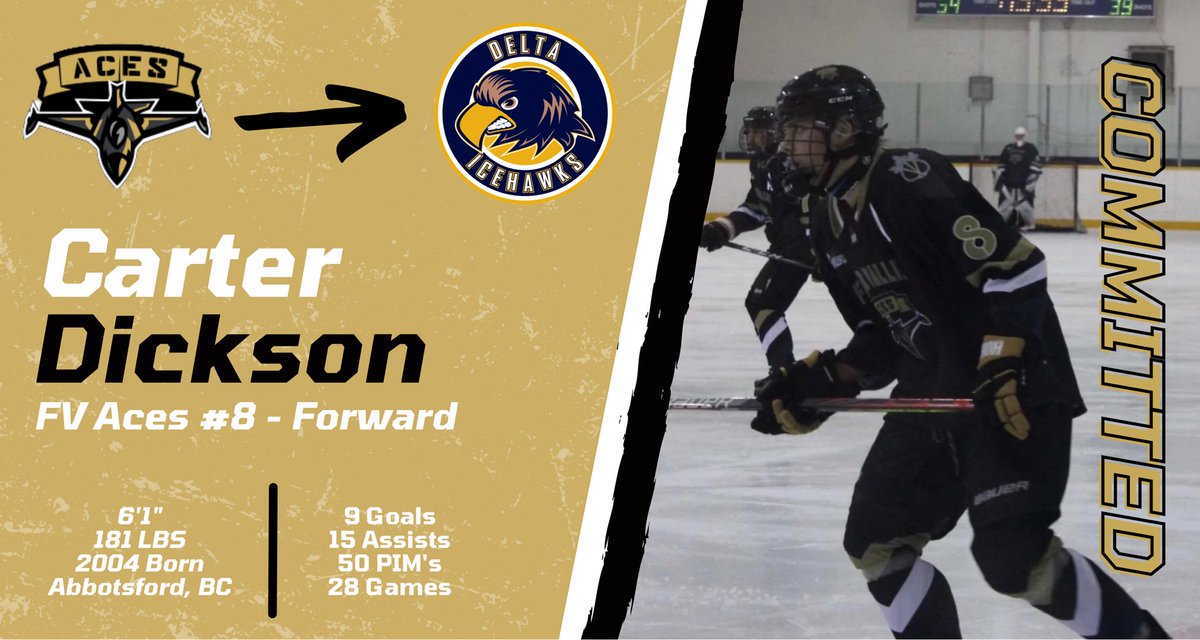 fvacesofficial's tweet photo. Congratulations to Carter Dickson for signing with the @deltaicehawks Junior B Hockey Club for next season.
Thank you for your time with the Aces and we wish you all the best in your future hockey endeavours! ♠️🏒
#congratulations #hockeylife #hockeysigning #aceshockey https://t.co/Lt1VXp5dQF