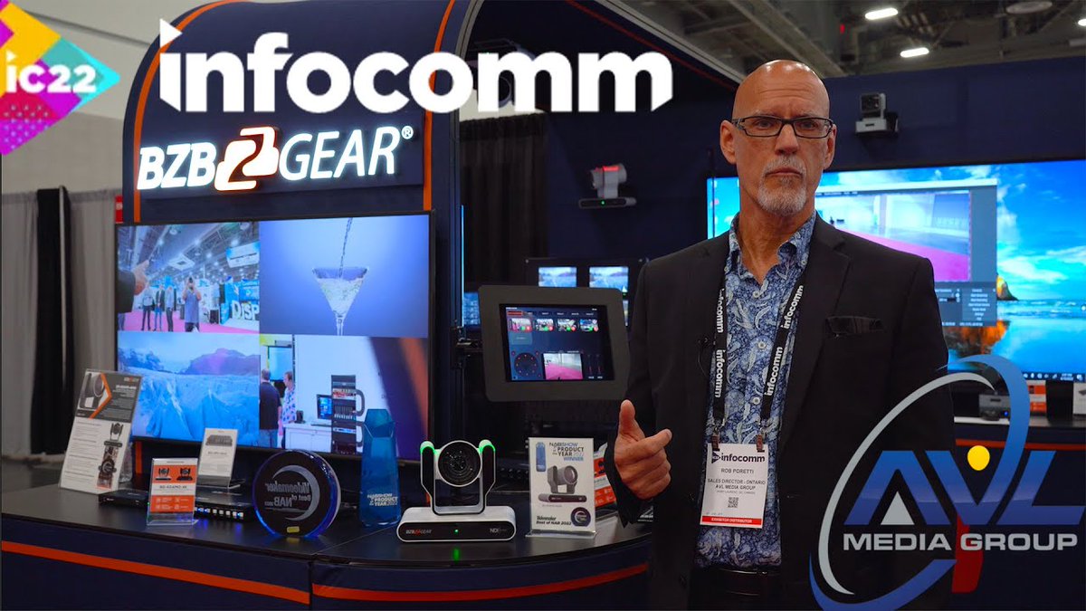 BZBGear's tweet photo. Shout out to Rob from AVL for dropping by our #InfoComm22 exhibit &amp; dropping some knowledge on our award-winning Adamo #PTZcamera. Now with #AutoTracking!

See how well it follows its target: https://t.co/beUp40rd96

For sales interest in Canada, contact #AVLMediaGroup today! https://t.co/7OomHa6uJt