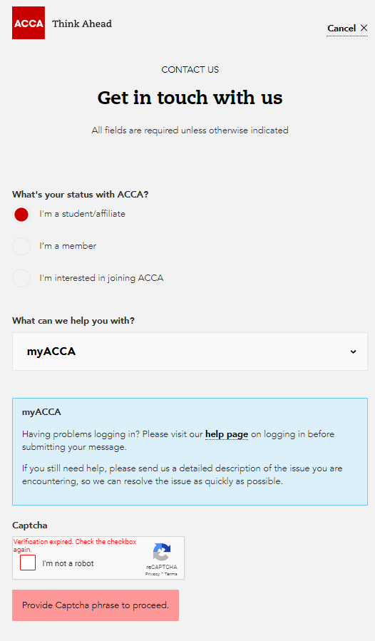 meliplanet's tweet photo. @ACCA_UK Trying to contact you via the link in your bio but nothing happens after I complete the captcha and I tried this repeatedly. I'm also trying to access the CBE practice platform but it's saying I'm not authorised although I'm logged in to myACCA. Can you please help? https://t.co/1yja6KL5iS
