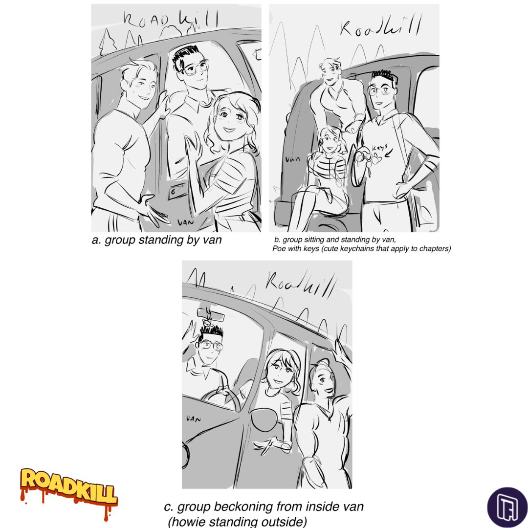 FictifGames's tweet photo. Here are a few of the sketches we thought about for the cover of Roadkill - which one is your favorite?
#FictIfGames https://t.co/2rEGI8n2rd