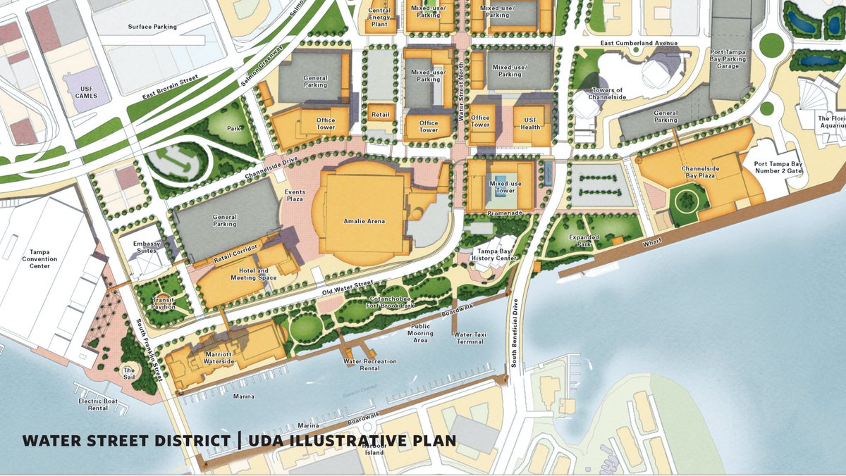 UDAStudio's tweet photo. #UDAPlantoPlace: @watersttampa a new urban experience for #TampaFL

UDA prepared a vision plan for @TBLightning to develop blocks surrounding the Amelia Arena in downtown into an active mixed-use waterfront.

#UDAimplementation #UrbanDesign #UDAProcess https://t.co/c6IKjo0md9
