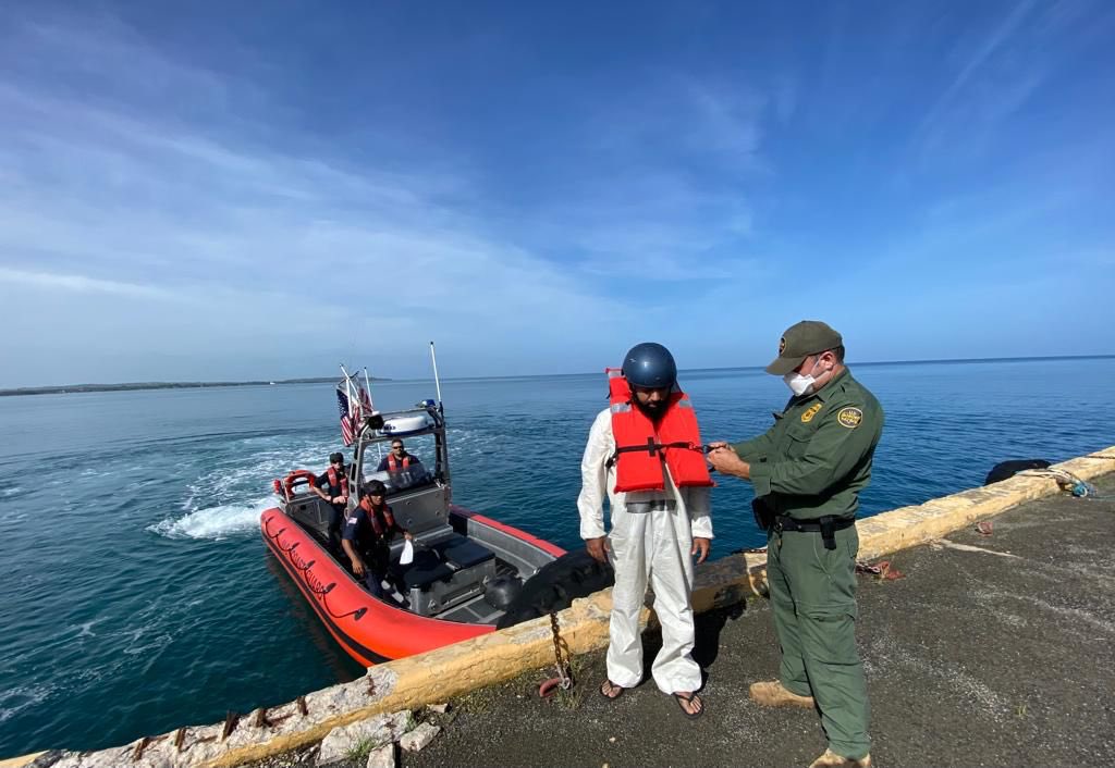 USBPChiefRMY's tweet photo. Busy weekend! Enforcement actions by Ramey Sector U.S. #BorderPatrol agents and #OPSG #USCG #PRPD partners resulted in three vessels detected, 37 migrants detained and 2 aggravated felons arrested. Excellent work. #HonorFirst https://t.co/hqtKosgJX5