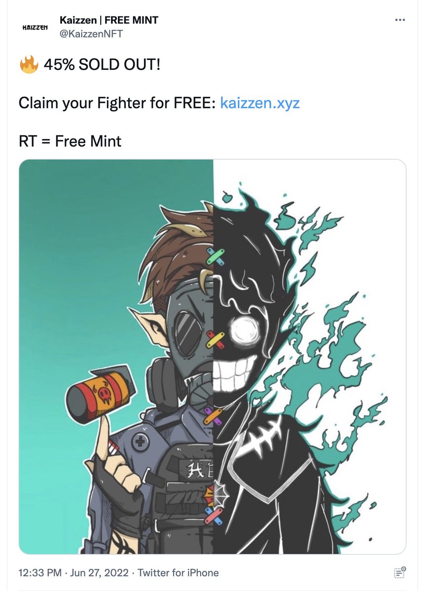 Trustpin's tweet photo. @KaizzenNFT This only proves that free stuff cost way more in the end #NFTcollector Always DYOR, especially in these situations. https://t.co/9GJRi84vga