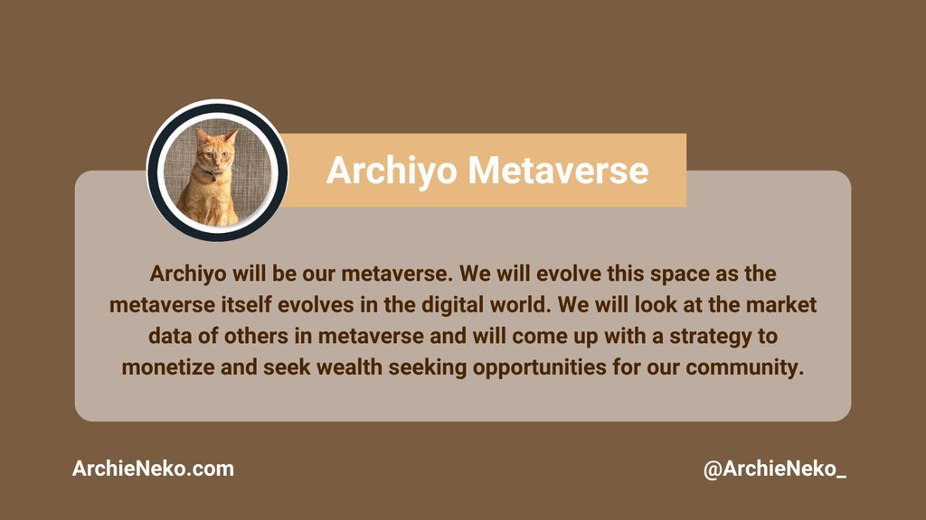 ArchieNeko_'s tweet photo. So based on the response, let’s do a twitter space at 8pm cst Tuesday.  Let’s join and learn more about yo ok’ing events 1. #ArchieNft 2. #ArchieMetaverse and 3. How to make passive income using #ARCHIE Nft https://t.co/Uy2BlOFcG7