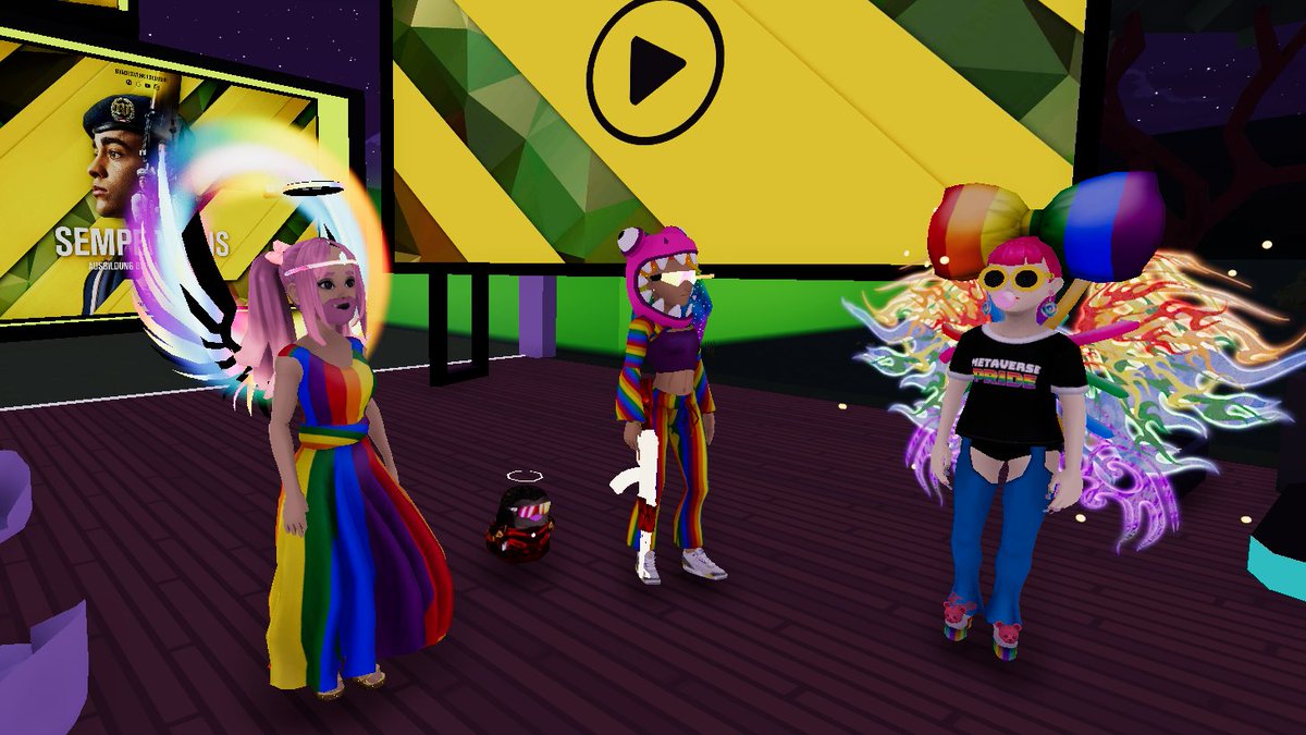 fancydcl's tweet photo. German Pride Army checking in.  Join us in @decentraland in your favorite pride attire. -29,49 is the spot.  Such a strange and political build deserves a warm and heartfelt welcome. #decentraland #decentralandpride #SemperThalia #pridearmy #alphabetmafia https://t.co/vtP0I39NEd