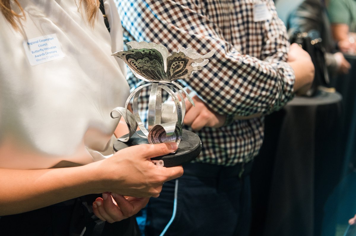 rccint's tweet photo. Congrats to the winners of 1st Regional Butterfly Innovation Award:
🏆#OrjonRroji, ALB
🏆#TiPyAIR, BOS
🏆#GoBeyond, KOS*
🏆#GuesTool, MNG
🏆#WISE, NMK
🏆#BIOIRC, SRB
Can’t wait to see your brilliant ideas transforming the #WesternBalkans https://t.co/bTTRJv3bVn