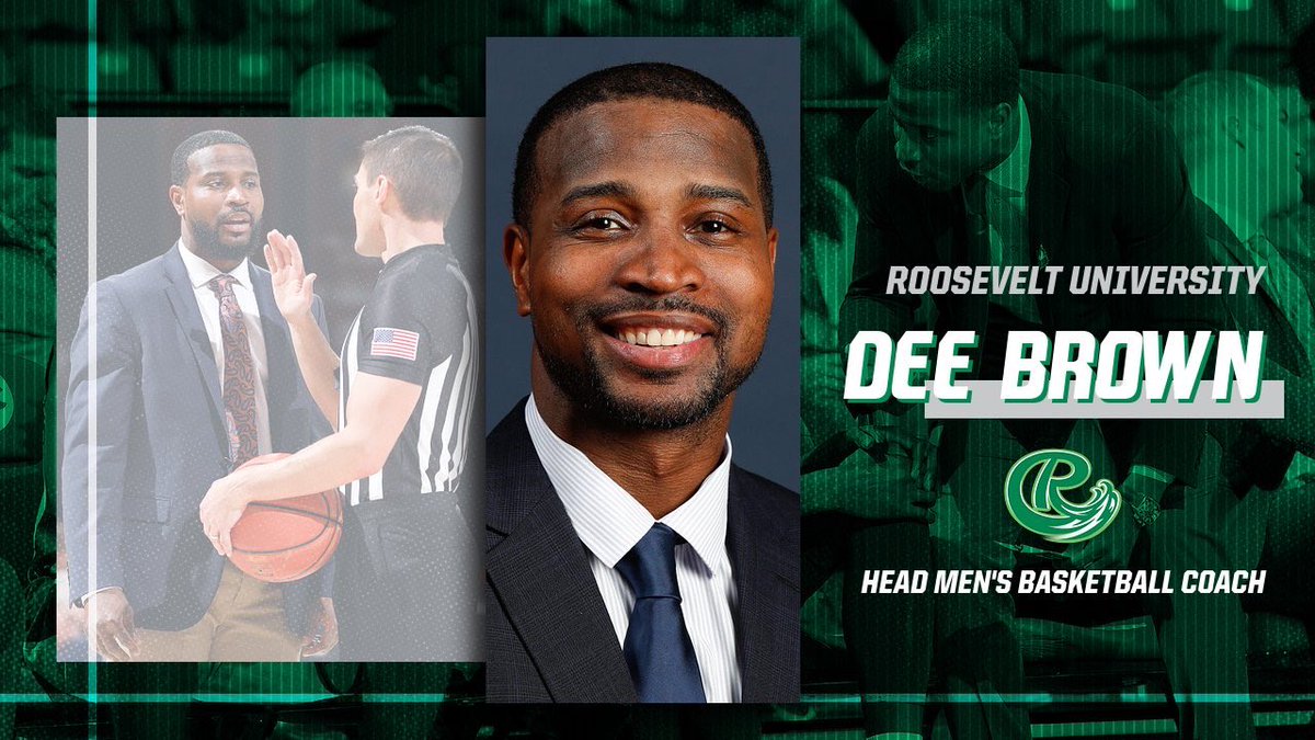 RooseveltLakers's tweet photo. It’s official: Dee Brown (@deebrown11) is the new Head Men’s Basketball Coach at Roosevelt University! Welcome to @RooseveltU, Dee! 

📰: https://t.co/rprjWLzOxE https://t.co/pnKbUW1MhH