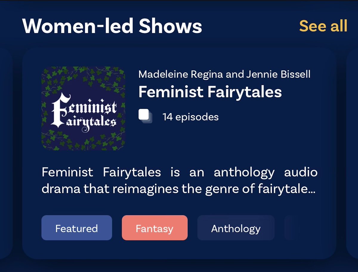 FeministForest's tweet photo. We were featured on the @apollopods women-led shows category! Check out our first full season out now! https://t.co/ipQv5Xxodt