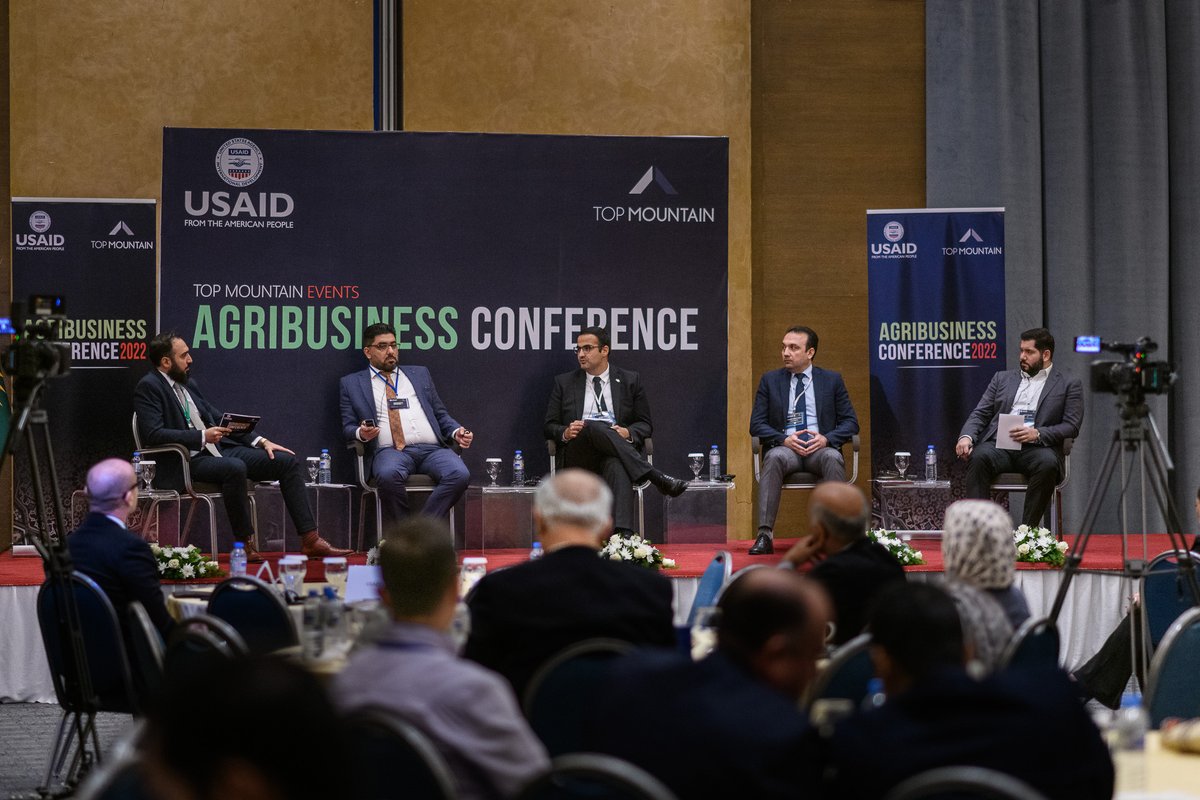 TopMountainLLC's tweet photo. The Agribusiness Conference2022 featured a business panel discussing #challenges &amp; #opportunities in the Agricultural sector in Iraq with industry leaders from #development #Retail #logistics #Finance #compost 
@USAID @USAIDMiddleEast https://t.co/7aFyvEXOYr