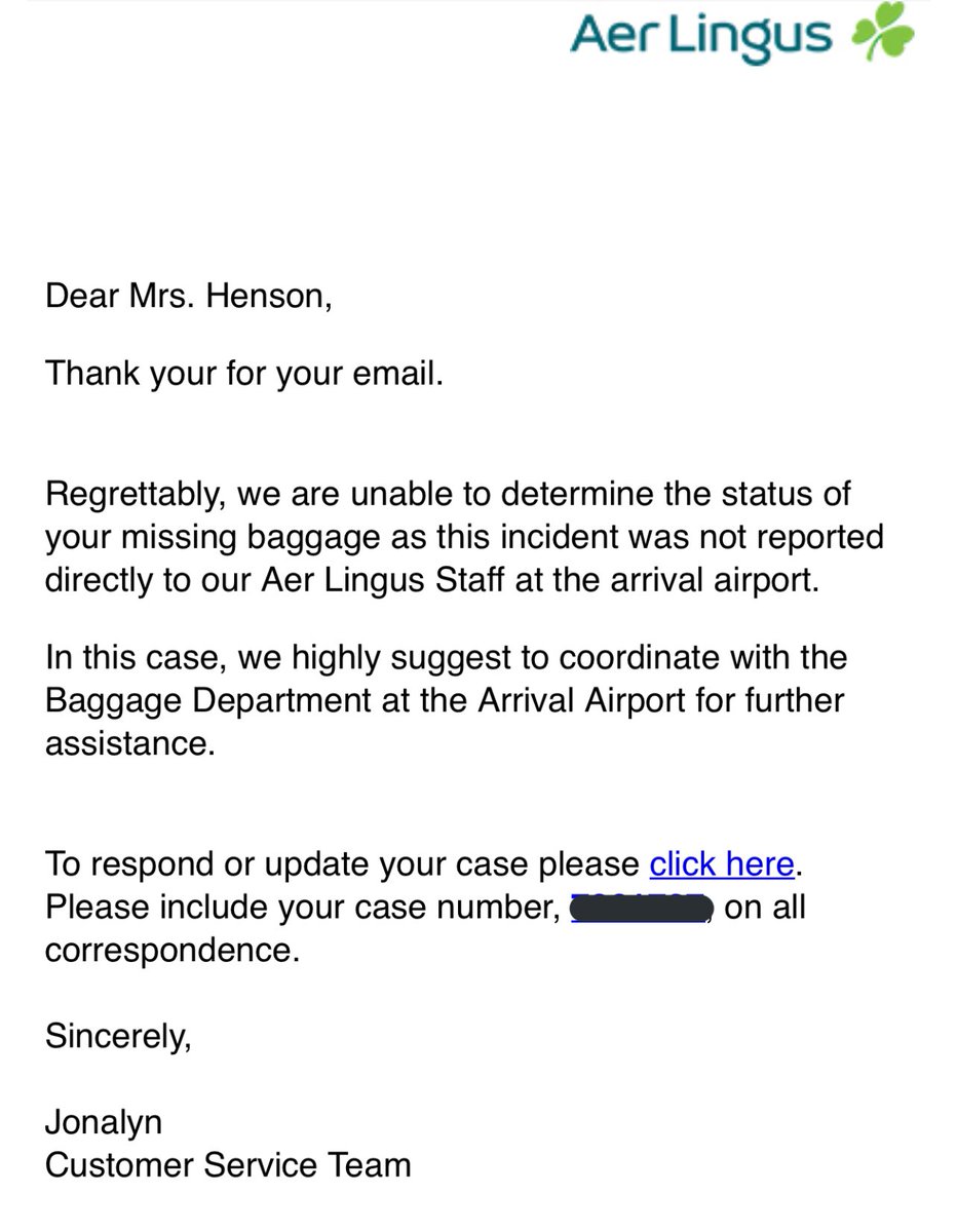 cat_henson's tweet photo. I guess we’re still doing this. @AerLingus it’s not my responsibility to find my luggage when you didn’t have employees at the baggage service station. There were NO employees. #AerLingus #aerlinguslostluggage https://t.co/U9tz03WRhd