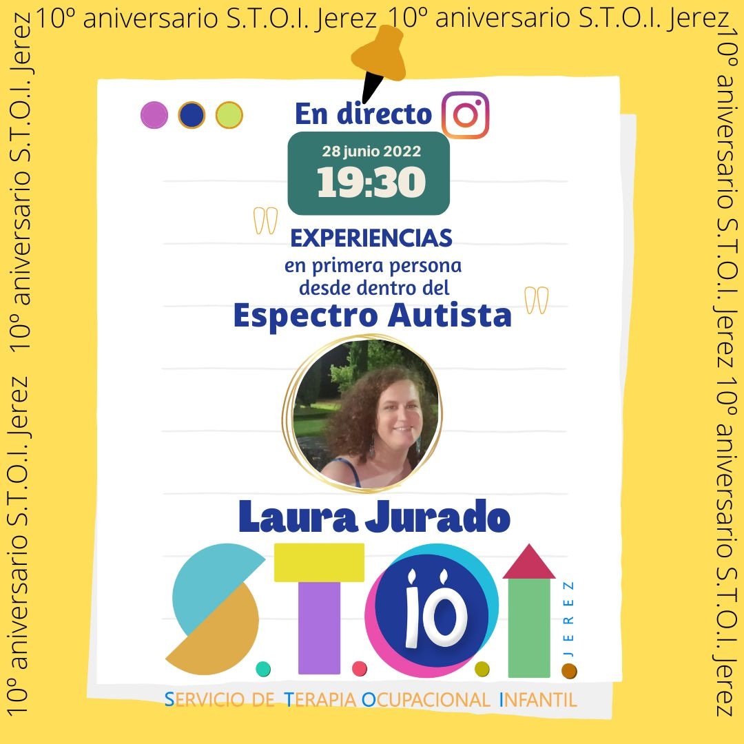Experiencias en primera persona desde dentro del Espectro Autista. Una charla en directo desde nuestro perfil de #instagram <a href="/stoijerez/">T.O. Infantil</a> en la que Laura Jurado nos adentrará en el #TEA desde sus propias vivencias. Te esperamos a las 19.30 h. #terapiaocupacional #TEA #autismo