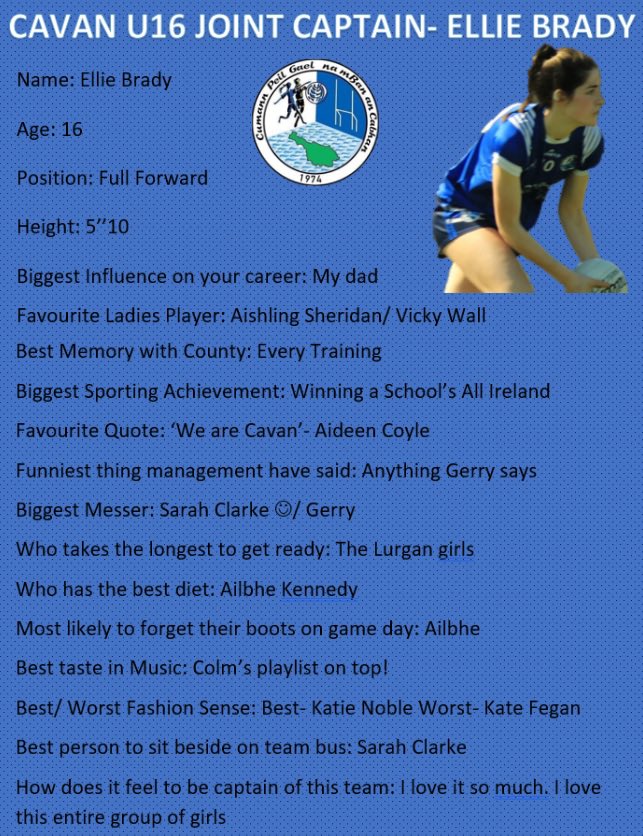 CavanLGFA's tweet photo. Ahead of Wednesday’s All Ireland Semi-final we caught up with the Cavan U16 joint captains Emma Tolan and Ellie Brady! Too fantastic leaders on and off the field 🙌🏻🙌🏻 

We wish Emma, Ellie and all the team the very best of luck 💙🤍 https://t.co/PSZZZuK6db