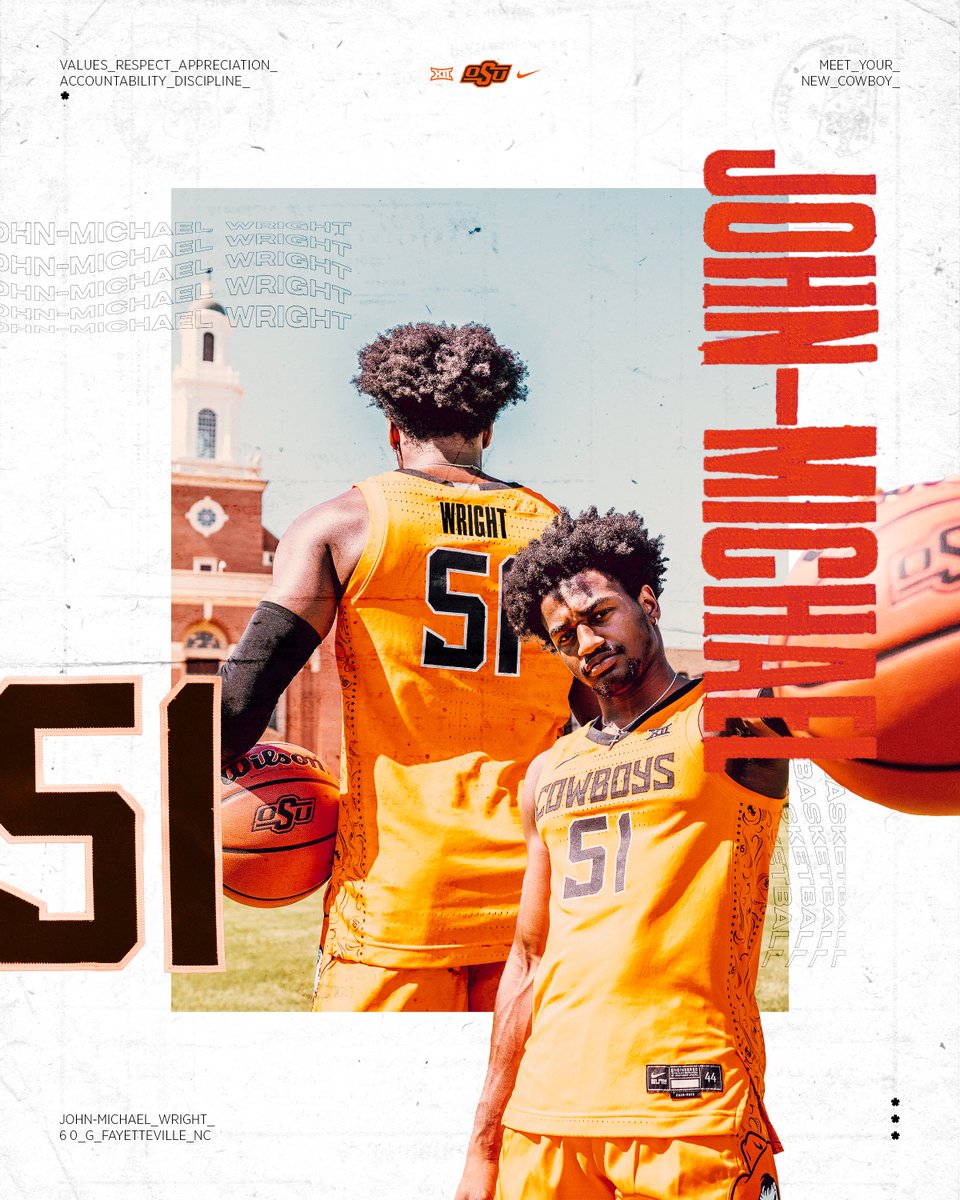 OSU Cowboy Basketball (@osumbb) on Twitter photo ππππ© πππ πππ¬ππ€π’ππ§π¨
Introducing No. 51, John-Michael Wright.
- Twitter: <a href="/johnwright_11/">John-Michael Wright</a>
- Instagram: jomiwr
#LetsWork I #GoPokes ππππ© πππ πππ¬ππ€π’ππ§π¨
Introducing No. 51, John-Michael Wright.
- Twitter: <a href="/johnwright_11/">John-Michael Wright</a>
- Instagram: jomiwr
#LetsWork I #GoPokes