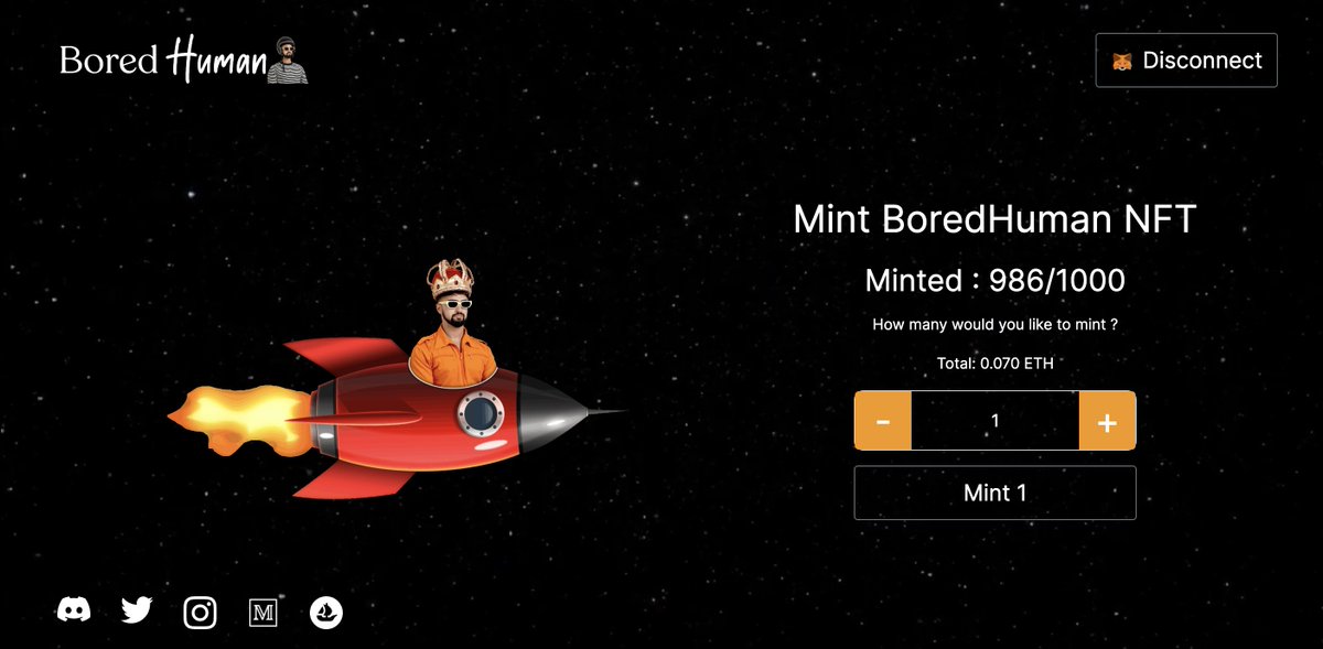 BoredHuman_NFT's tweet photo. Final 14 NFTs left! 

On track to sell out within the next few hours, get yours now before it's too late.

Receive access to our exclusive NFT Alpha Dashboard! https://t.co/MaewC3IgNc