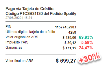 cesaramico's tweet photo. Decime un lugar donde no muerda el estado... Y despues no hay dolares.
Mas del 30% de servicio de Spotify es de impuestos en Argentina.
@martintetaz van a seguir esperando? https://t.co/zhJi80qWx2
