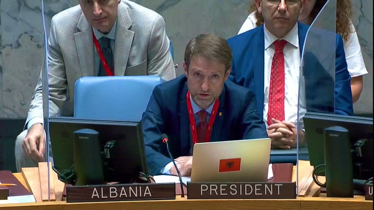 AlMissionUN's tweet photo. #UNSC mtg on #Libya | Amb.@HoxhaFer noted that a Libyan-led &amp; Libyan-owned process leading to free &amp; fair national elections under a constitutional framework as soon as possible, is the only sustainable way forward to maintain stability in the country.

📜https://t.co/CkuQrKtYzz https://t.co/AZIi8IzE93